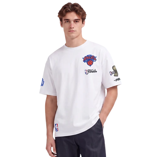 New York Knicks NBA Pro Standard Men White 2026 Championship Drop Shoulder T-Shirt product image 1, provided for visual