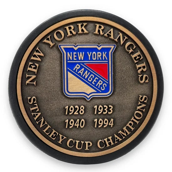 New York Rangers NHL Stanley Cup Years Medallion Hockey Puck product image 4, provided for visual reference and product