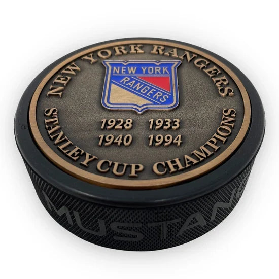 New York Rangers NHL Stanley Cup Years Medallion Hockey Puck product image 2, provided for visual reference and product