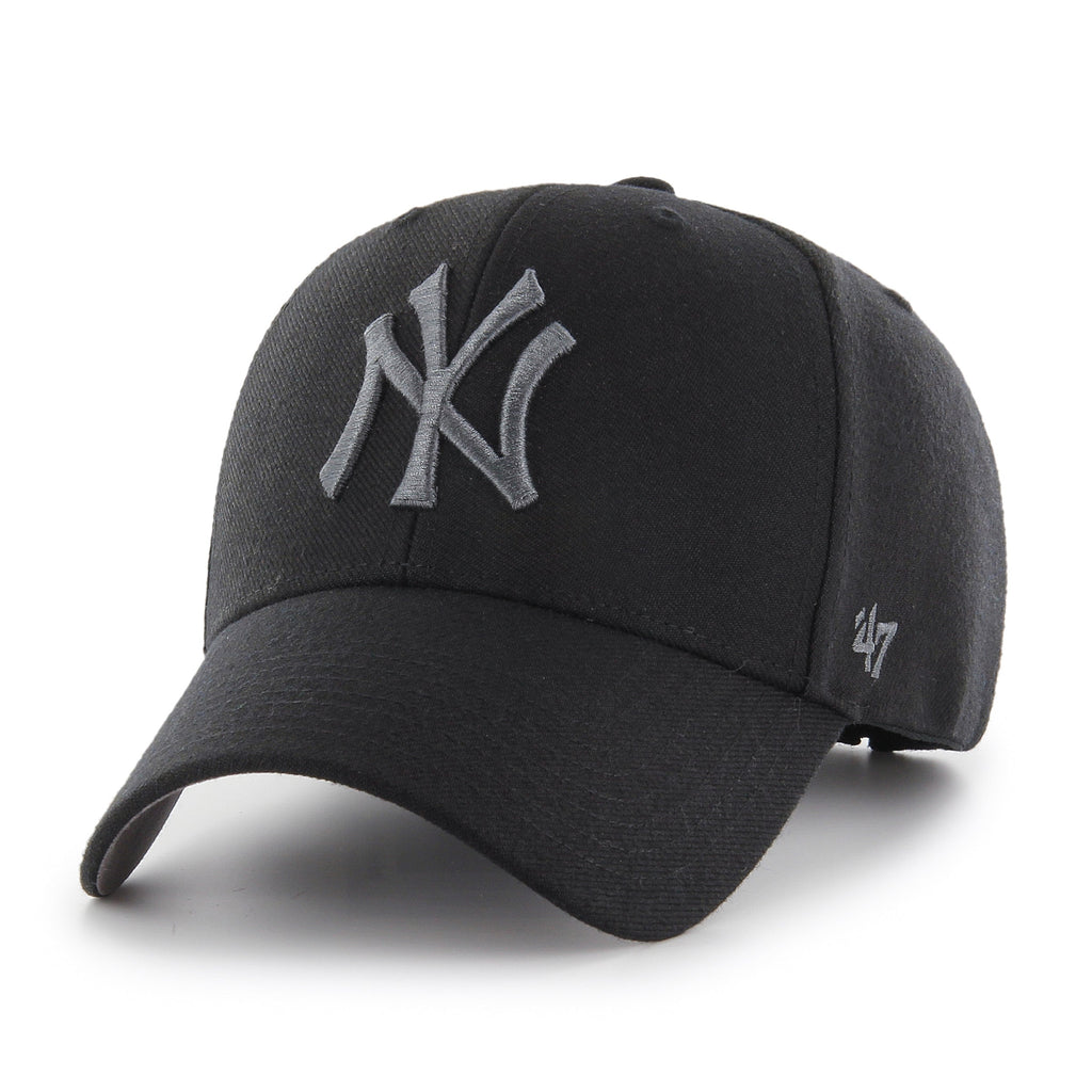 New York Yankees MLB 47 Brand Men Black MVP Adjustable Hat product image 1, provided for visual reference and product detail