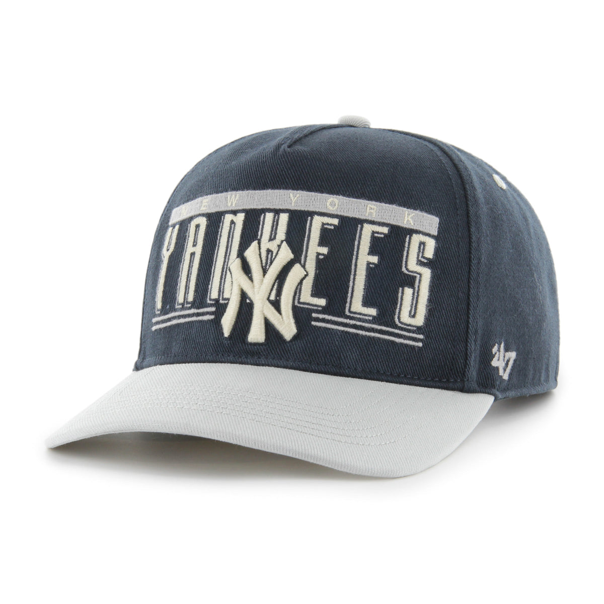 New York Yankees MLB 47 Brand Men Navy Double Header Baseline Hitch Adjustable Hat product image 1, provided for visual