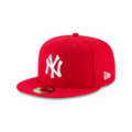 New York Yankees MLB New Era Men Scarlet Red 59Fifty Basic Fitted Hat product image 1, provided for visual reference and