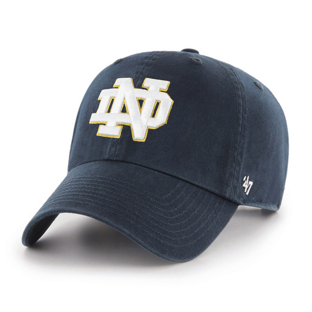 Notre Dame Fighting Irish NCAA 47 Brand Men Navy Clean Up Adjustable Hat product image 1, provided for visual reference and