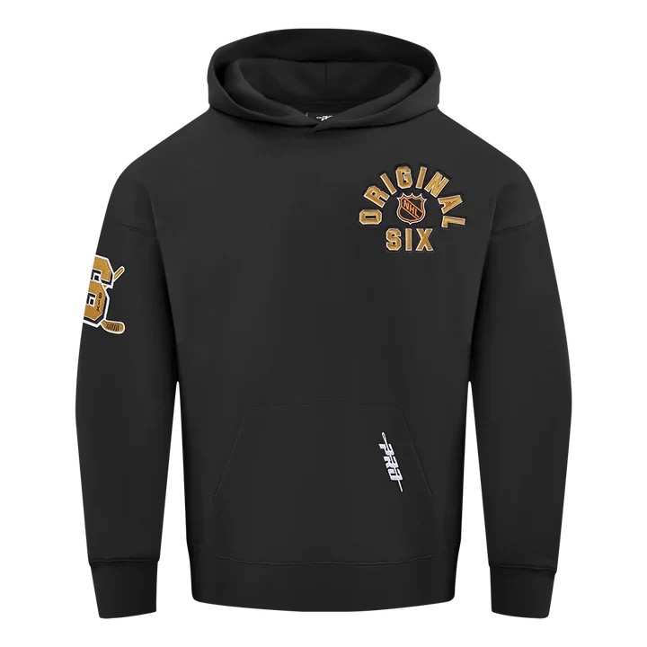 Original Six NHL Pro Standard Men Black Drop Shoulder Pullover Hoodie product image 2, provided for visual reference and