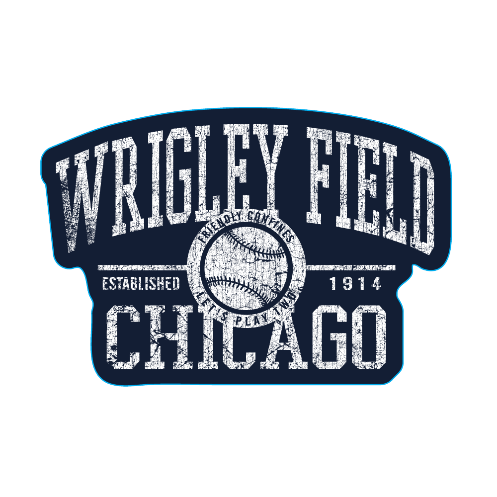 Wrigley Field Navy Distressed Baseball Sticker product image 1, provided for visual reference and product detail review