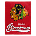 Chicago Blackhawks Plush Raschel 50"x60" Throw Blanket product image 1, provided for visual reference and product detail