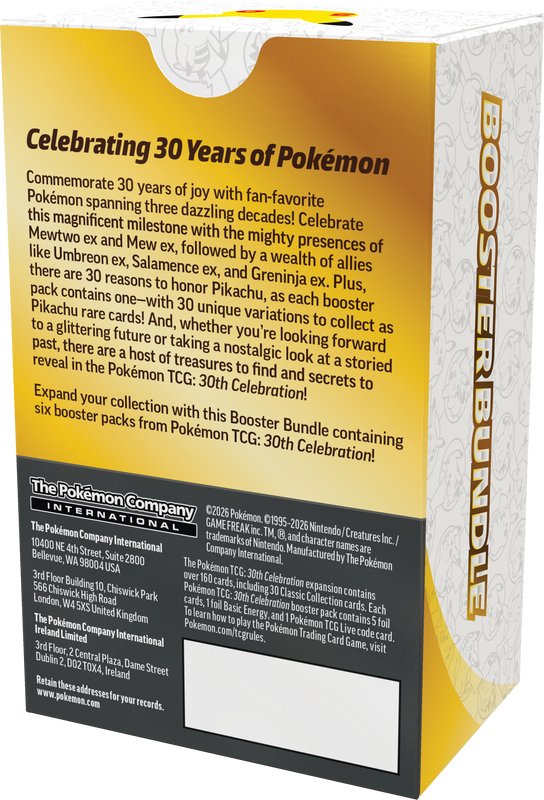 Pokémon TCG 30th Anniversary Celebration Booster Bundle product image 2, provided for visual reference and product detail