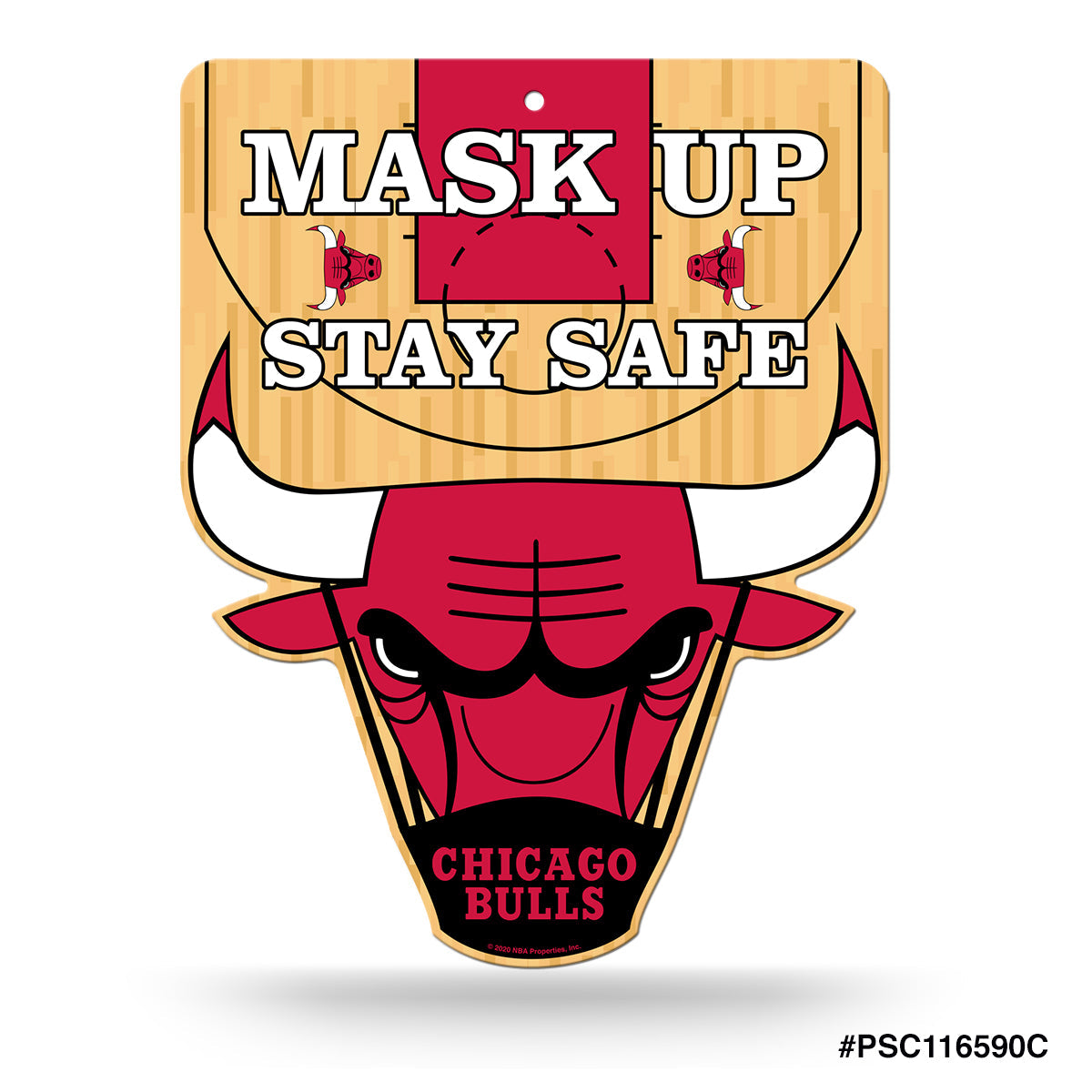 Chicago Bulls Mask Up Stay Safe Sign product image 1, provided for visual reference and product detail review