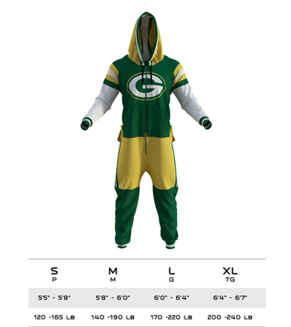 Green Bay Packers NFL Hockey Sockey Men Green Team Uniform Onesie product image 2, provided for visual reference and product