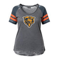 Chicago Bears Women Grey/Navy Burnout w/ Orange Sleeve Stripe & Bear Face product image 1, provided for visual reference and