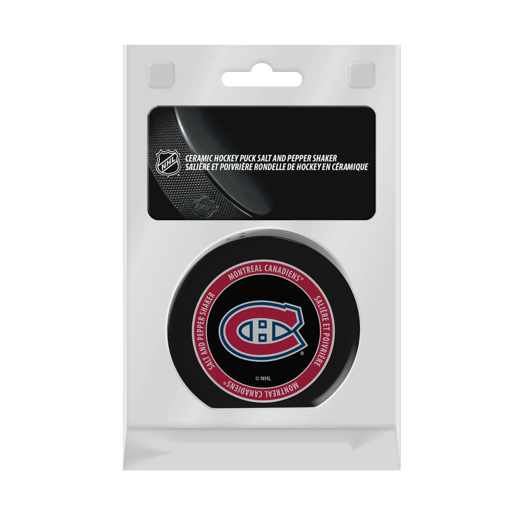 Montreal Canadiens NHL TSV Ceramic Hockey Puck Salt and Pepper Shaker Set product image 4, provided for visual reference and