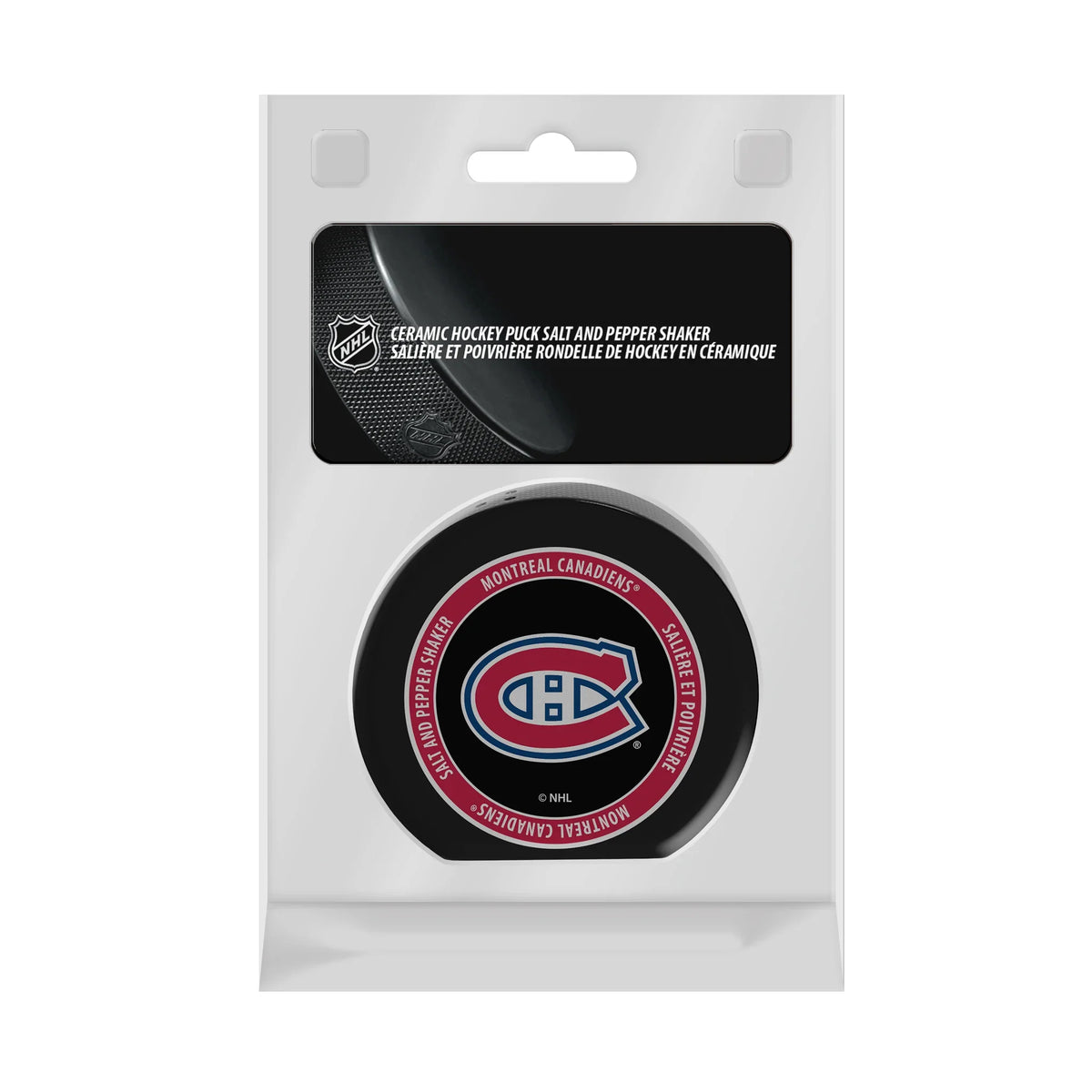 Montreal Canadiens NHL TSV Ceramic Hockey Puck Salt and Pepper Shaker Set product image 4, provided for visual reference and