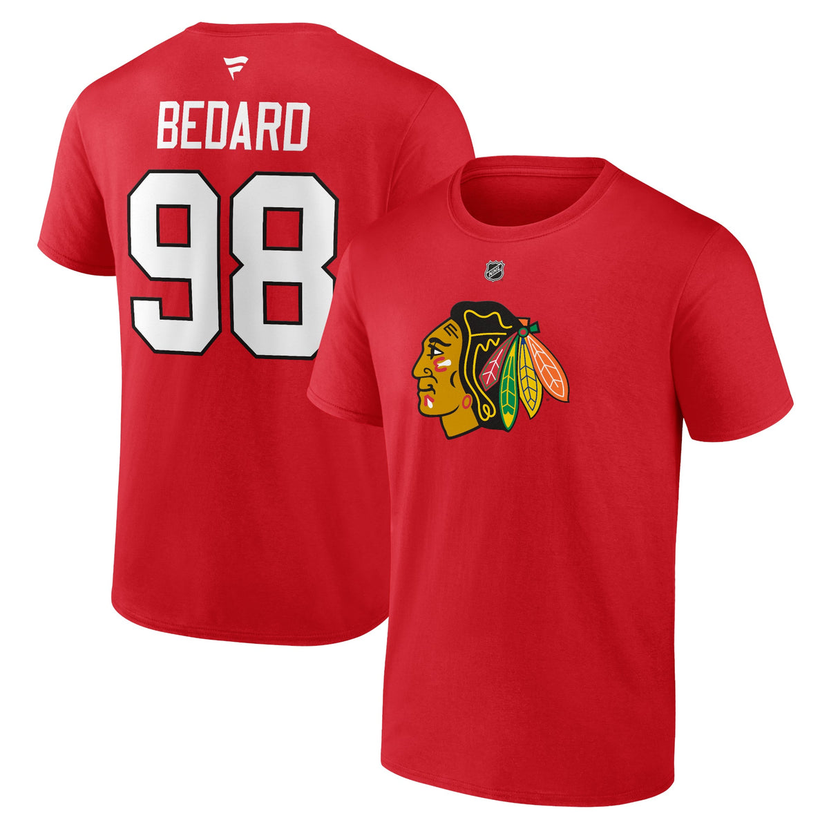 Connor Bedard #98 Chicago Blackhawks Red T-Shirt product image 1, provided for visual reference and product detail review
