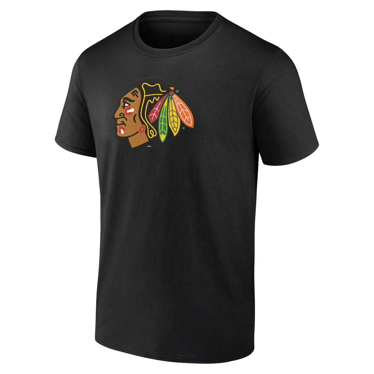 Chicago Blackhawks Black Primary Logo T-Shirt product image 2, provided for visual reference and product detail review