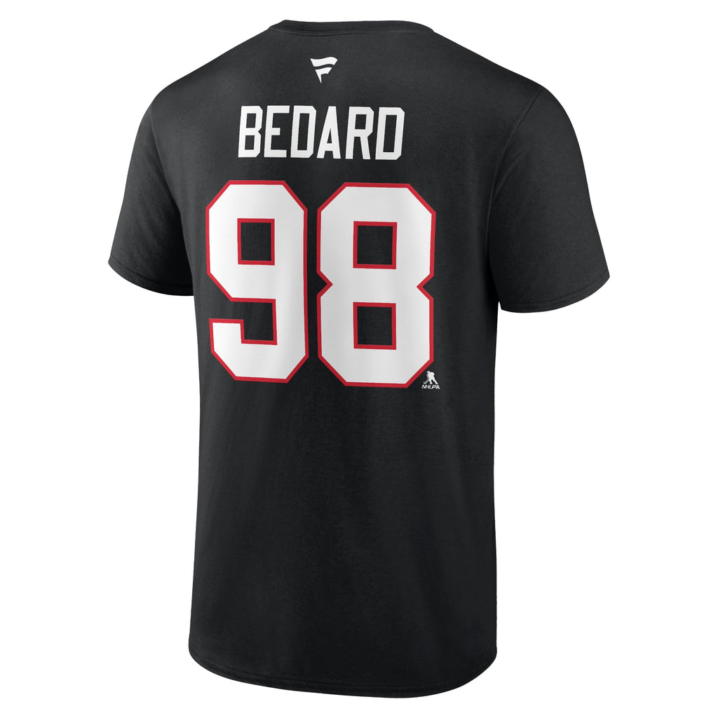 Connor Bedard #98 Chicago Blackhawks Black T-Shirt product image 2, provided for visual reference and product detail review