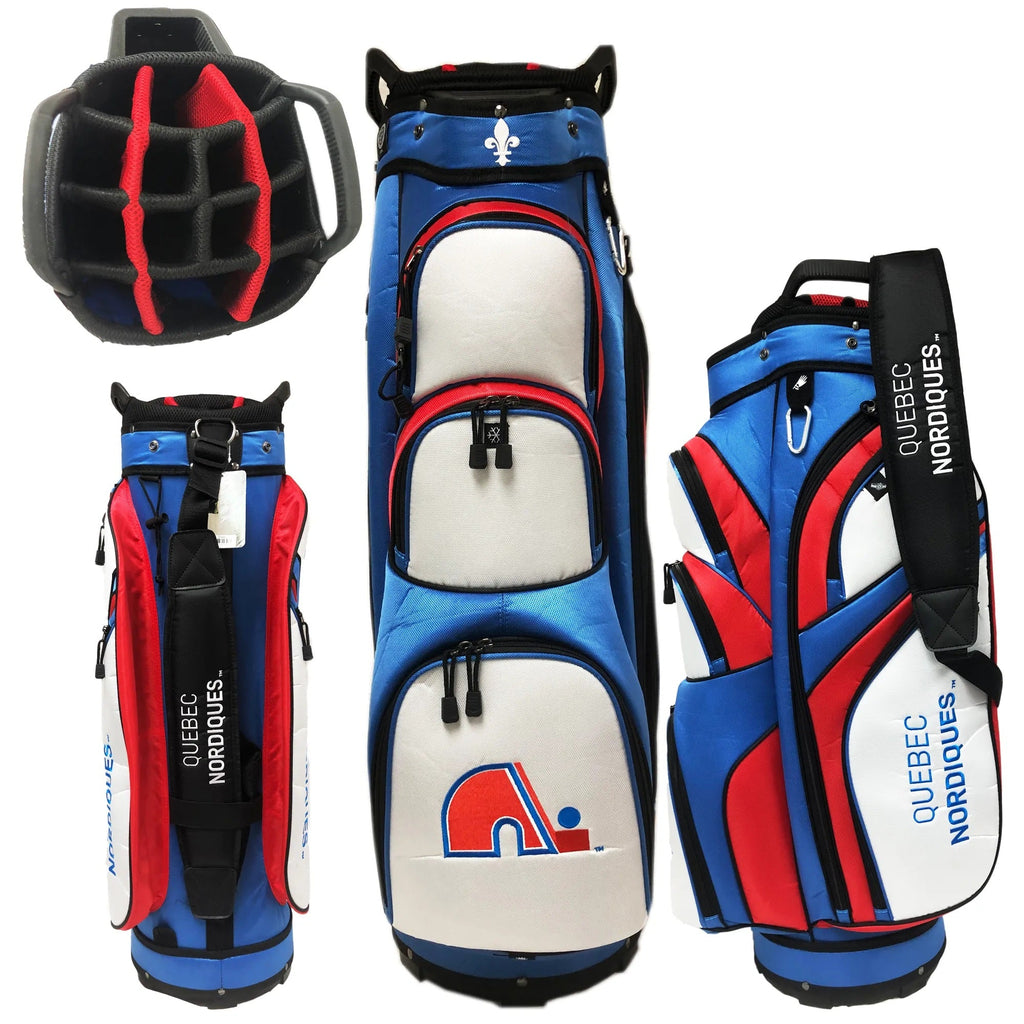 Quebec Nordiques NHL Cream/Light Blue Golf Cart Bag product image 3, provided for visual reference and product detail review