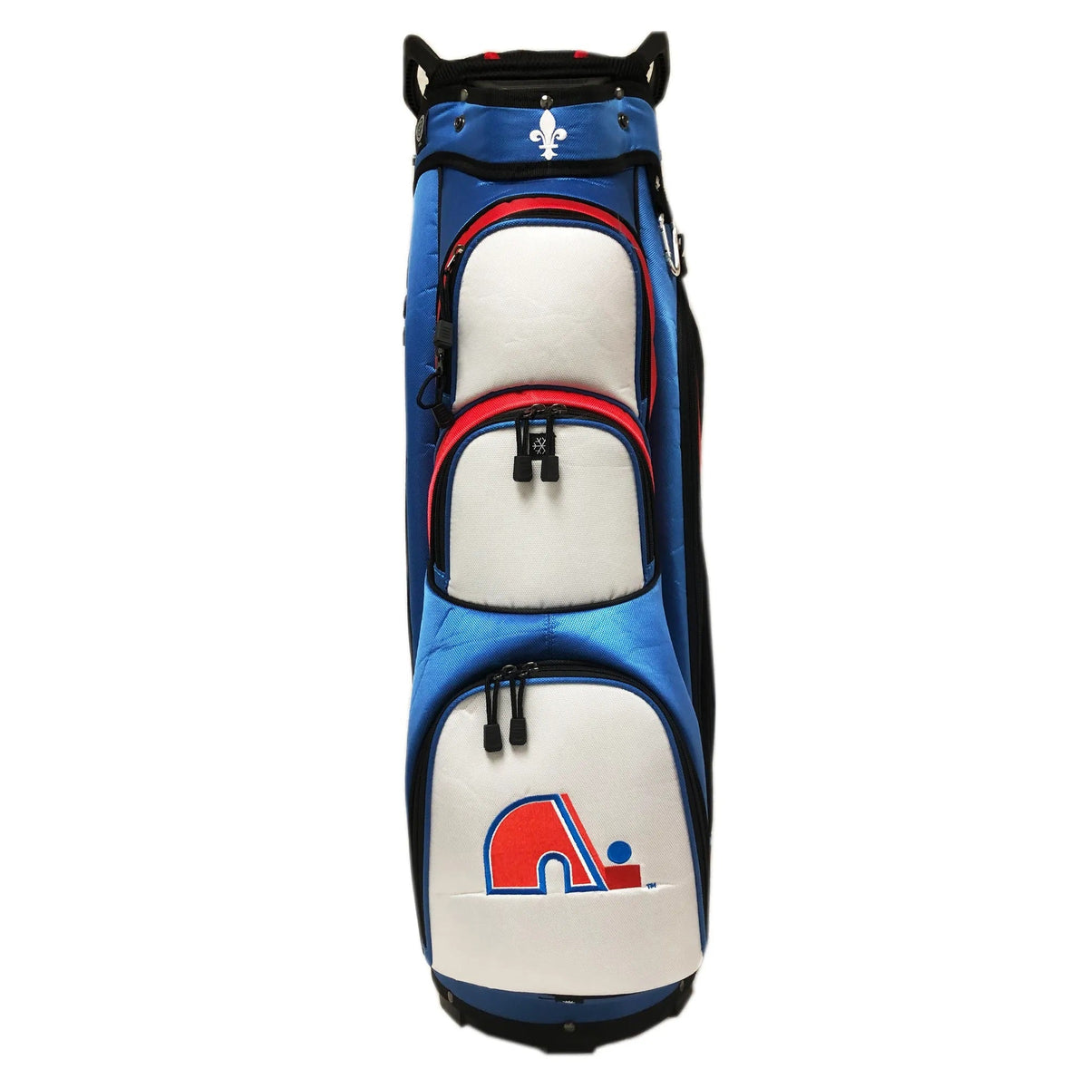 Quebec Nordiques NHL Cream/Light Blue Golf Cart Bag product image 2, provided for visual reference and product detail review