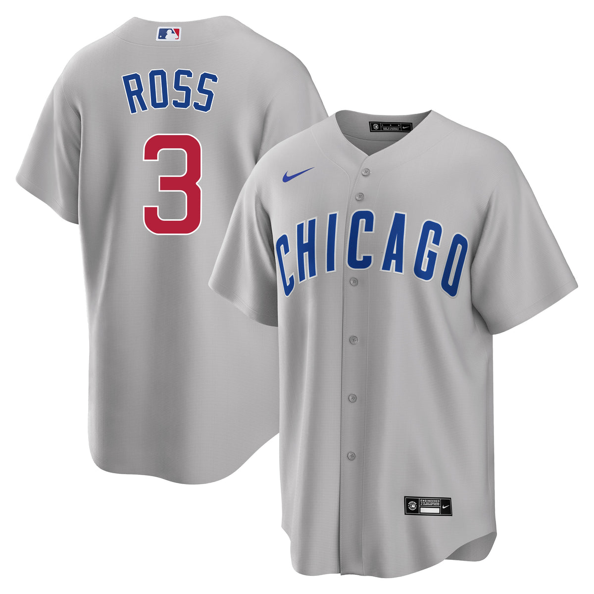 David Ross Chicago Cubs Road Gray Men Replica Jersey product image 1, provided for visual reference and product detail review