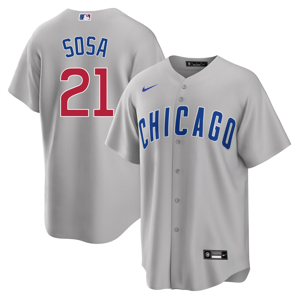 Sammy Sosa Chicago Cubs Road Gray Men Replica Jersey product image 1, provided for visual reference and product detail review