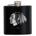 Chicago Blackhawks Black 6 oz Stainless Steel Flask product image 1, provided for visual reference and product detail review