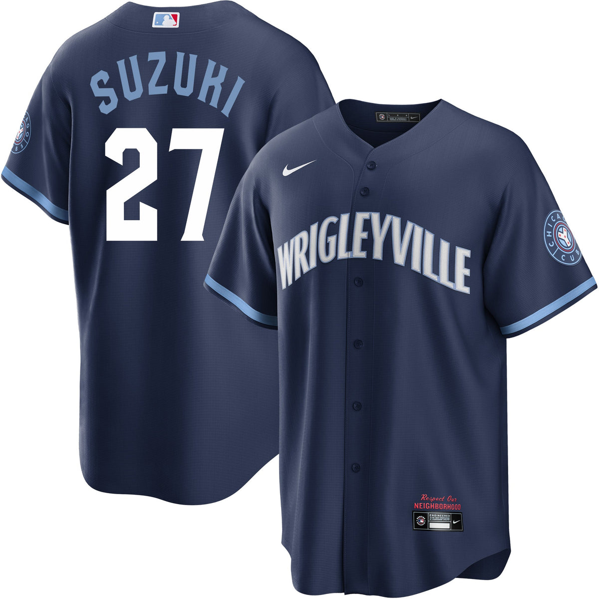 Seiya Suzuki Chicago Cubs City Connect Wrigleyville Nike Men Replica Jersey product image 1, provided for visual reference