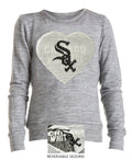 Chicago White Sox Youth Grey Space Dye Knit Pullover w/ Current Logo Sequin Art product image 1, provided for visual