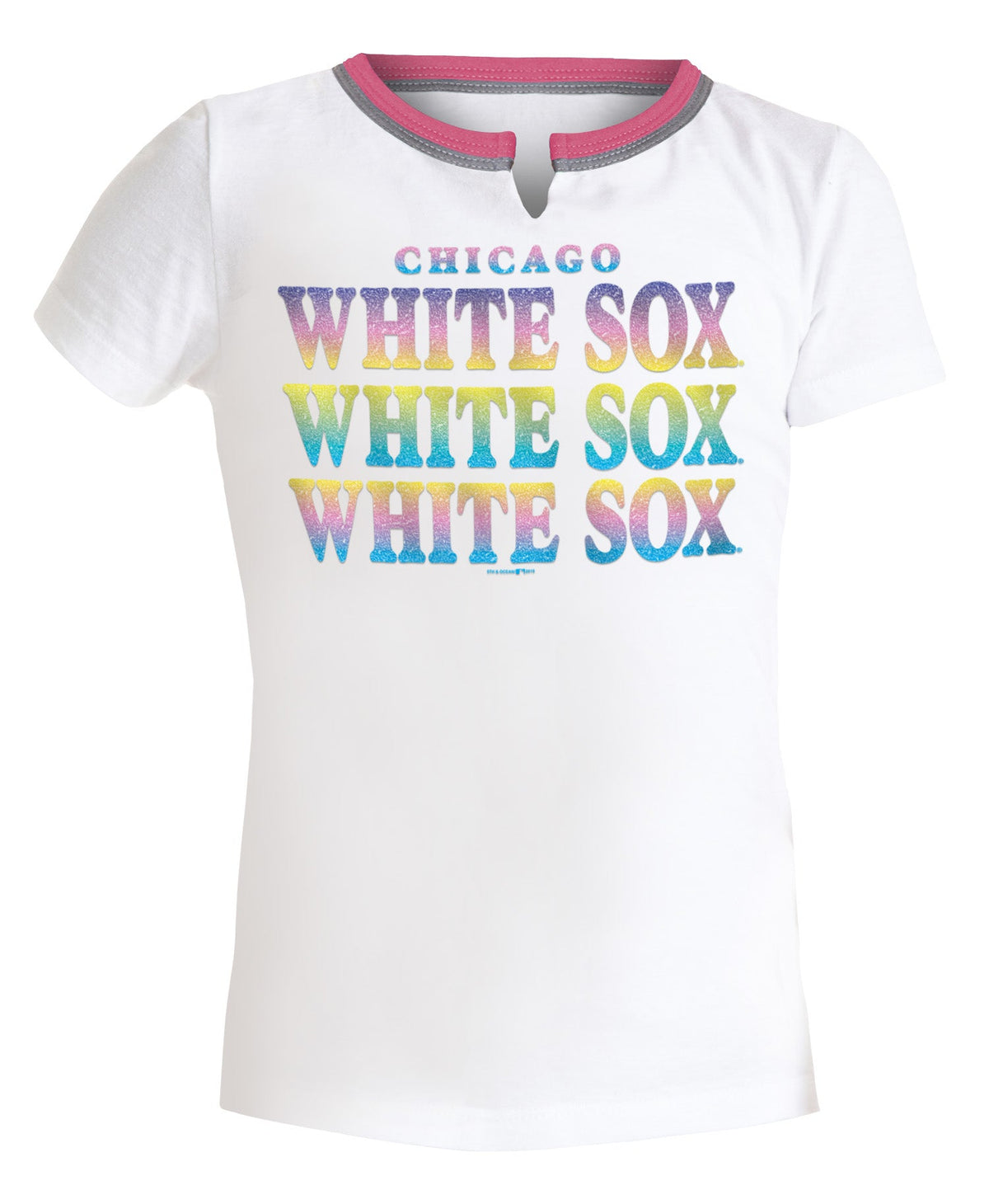 Chicago White Sox Youth Multicolor Split Scoop w/ Iridescent Glitter T-Shirt product image 5, provided for visual reference