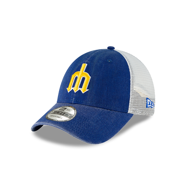 Seattle Mariners MLB New Era Men Blue 9Forty Cooperstown Washed Trucker Adjustable Hat product image 1, provided for visual