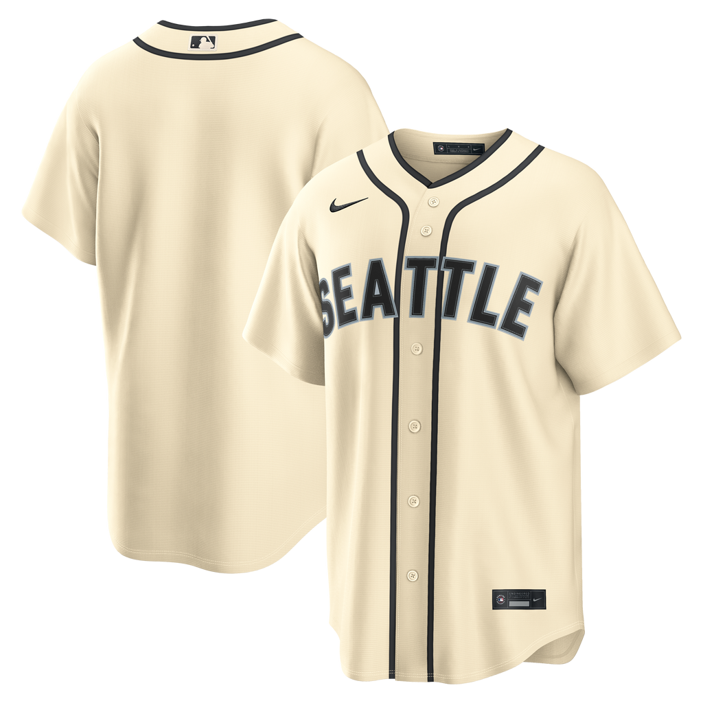 Seattle Mariners MLB Nike Men Cream Alternate Replica Jersey product image 3, provided for visual reference and product