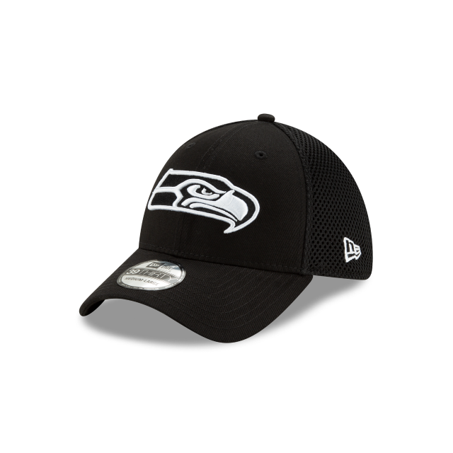 Seattle Seahawks NFL New Era Men Black/White 39Thirty Neo Stretch Fit Hat product image 1, provided for visual reference and