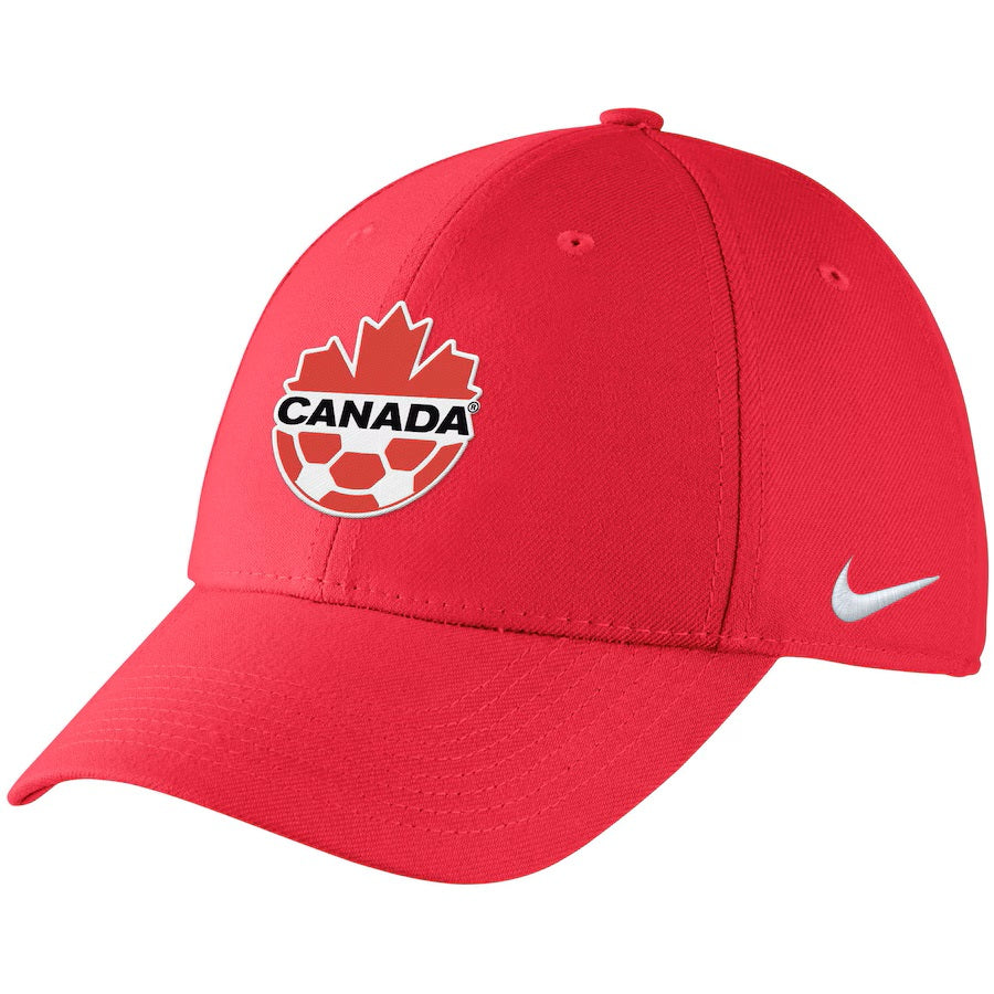 Canada Soccer FIFA Nike Men Red Classic99 Swoosh Flex Hat product image 1, provided for visual reference and product detail