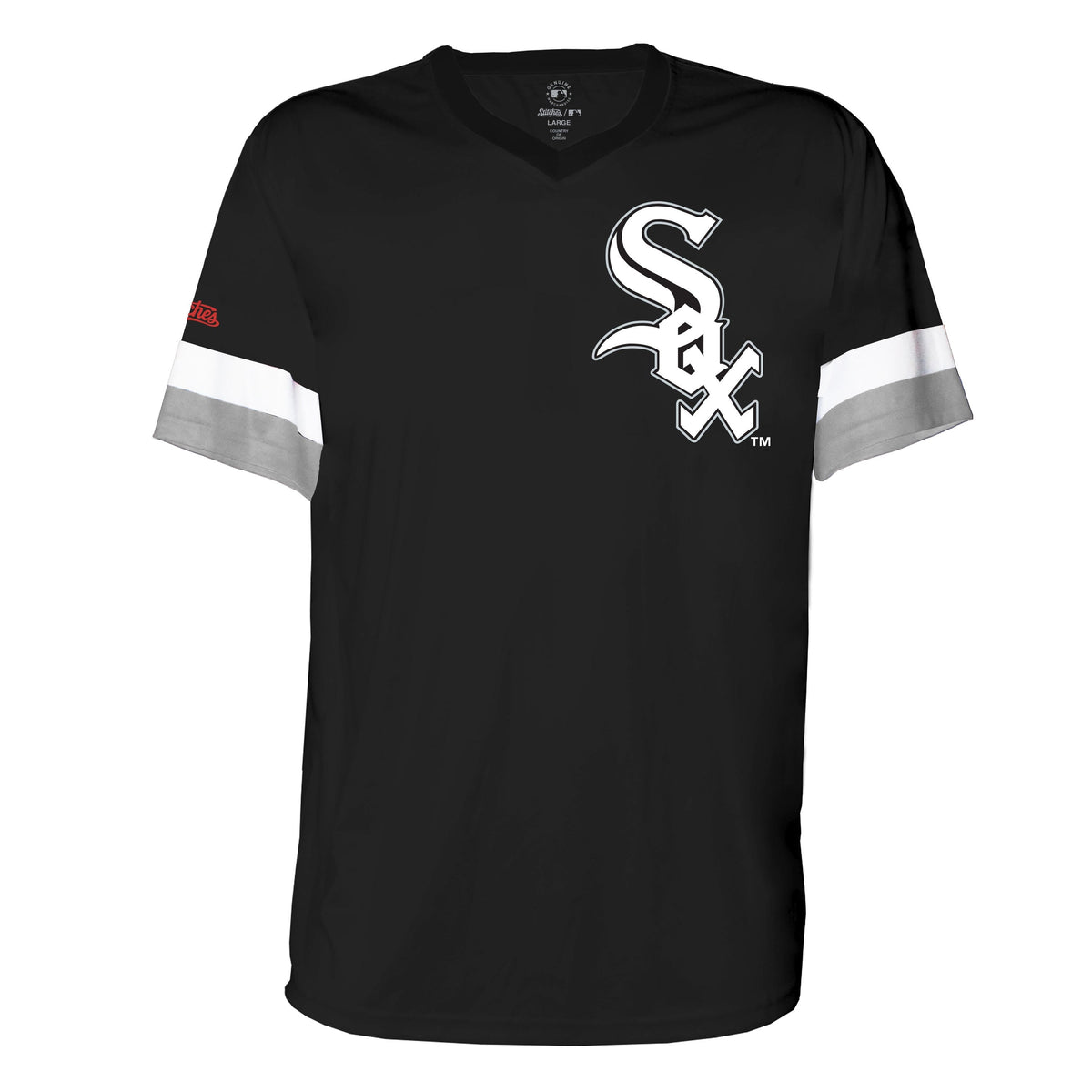 Chicago White Sox Black Sublimated V-Neck Jersey T-Shirt product image 1, provided for visual reference and product detail