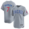 Dansby Swanson Chicago Cubs Nike Limited Grey Road Jersey product image 1, provided for visual reference and product detail