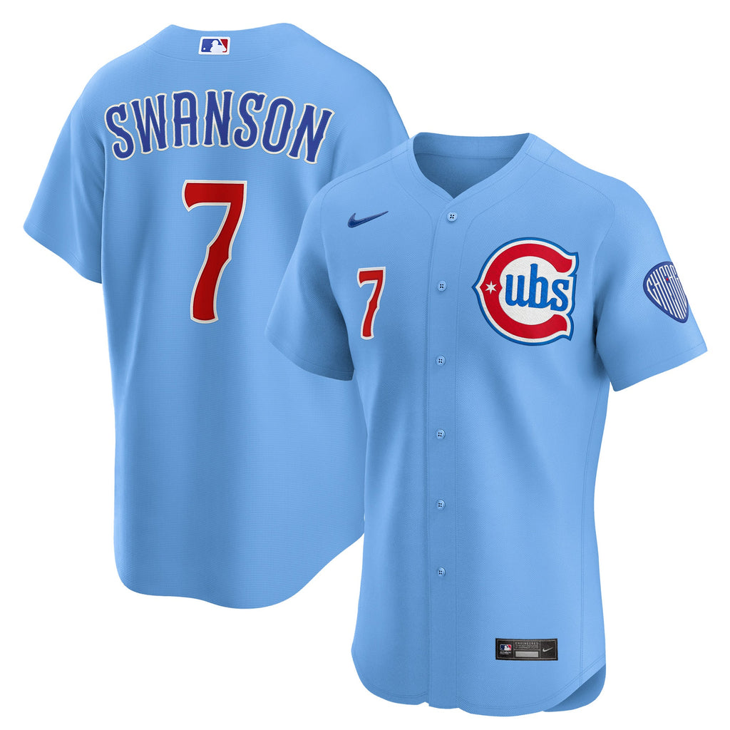 Dansby Swanson Chicago Cubs Nike Men Light Blue 2nd Alternate Limited Jersey product image 1, provided for visual reference