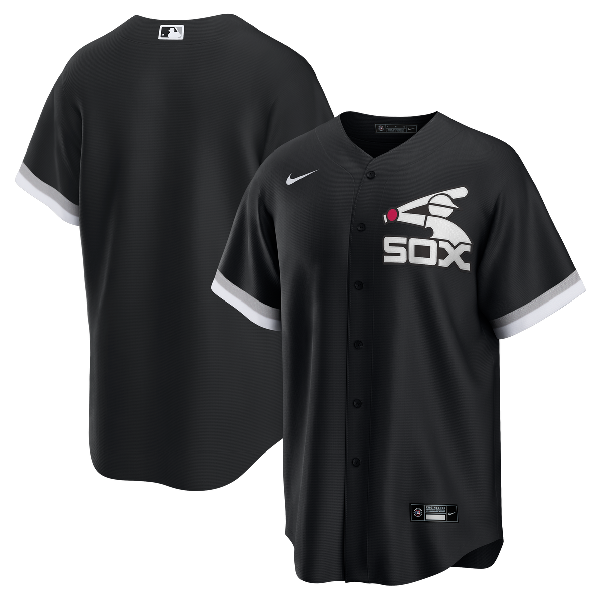 Chicago White Sox Nike Men Black Alternate Batterman Logo Replica Jersey product image 1, provided for visual reference and