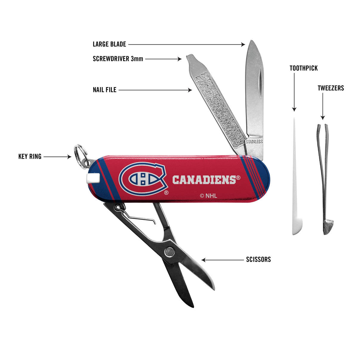 Montreal Canadiens NHL TSV Essential Pocket Multi Tool product image 4, provided for visual reference and product detail