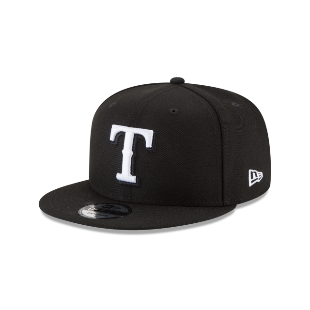 Texas Rangers MLB New Era Men Black White 9Fifty Basic Snapback product image 1, provided for visual reference and product