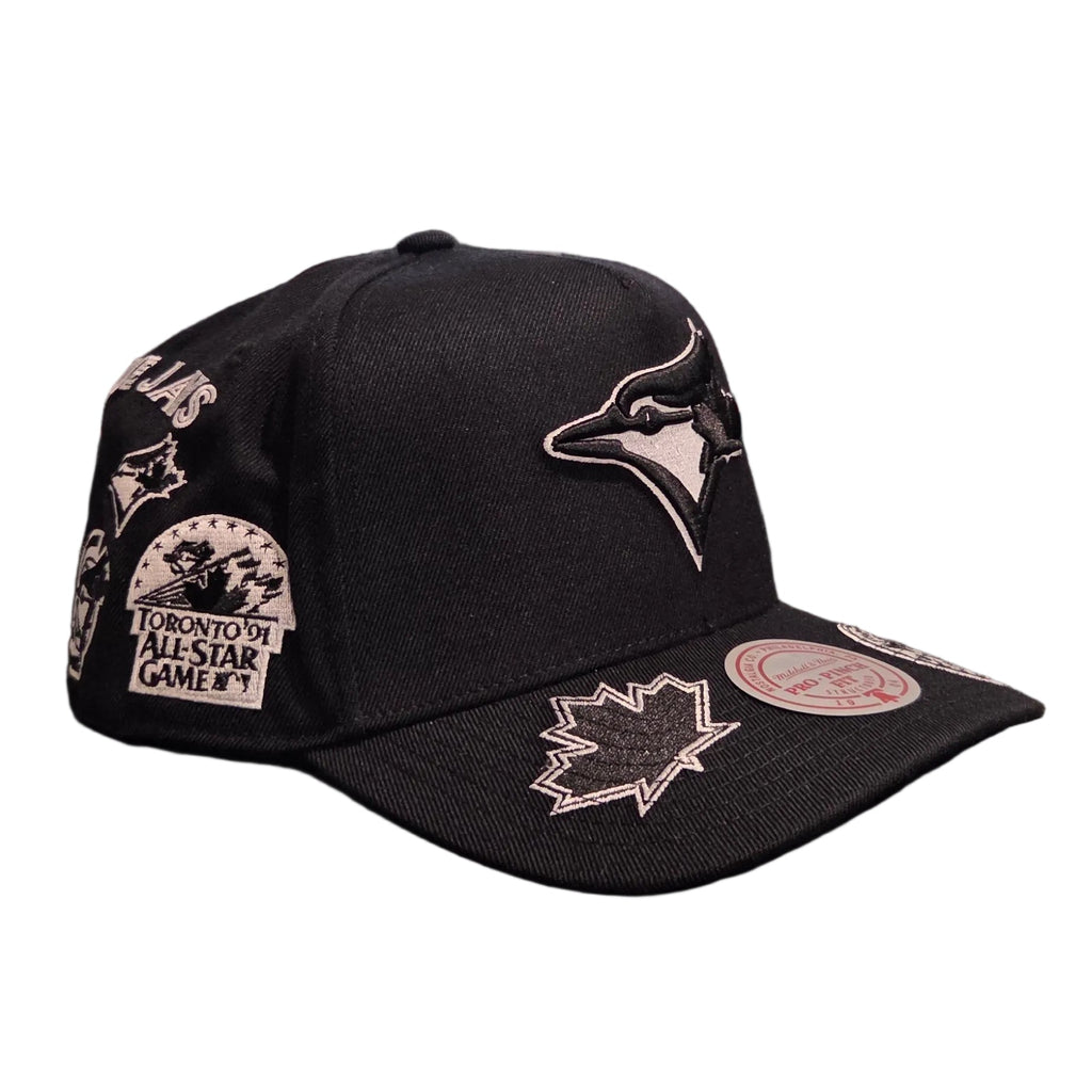 Toronto Blue Jays MLB Mitchell & Ness Men Black Moonlight Pro Pinch Fit Snapback Hat product image 3, provided for visual