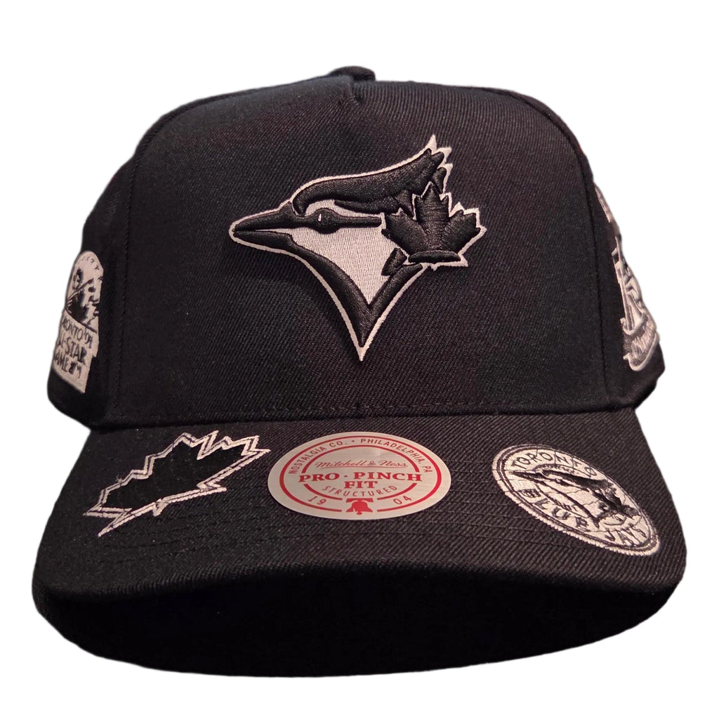 Toronto Blue Jays MLB Mitchell & Ness Men Black Moonlight Pro Pinch Fit Snapback Hat product image 1, provided for visual