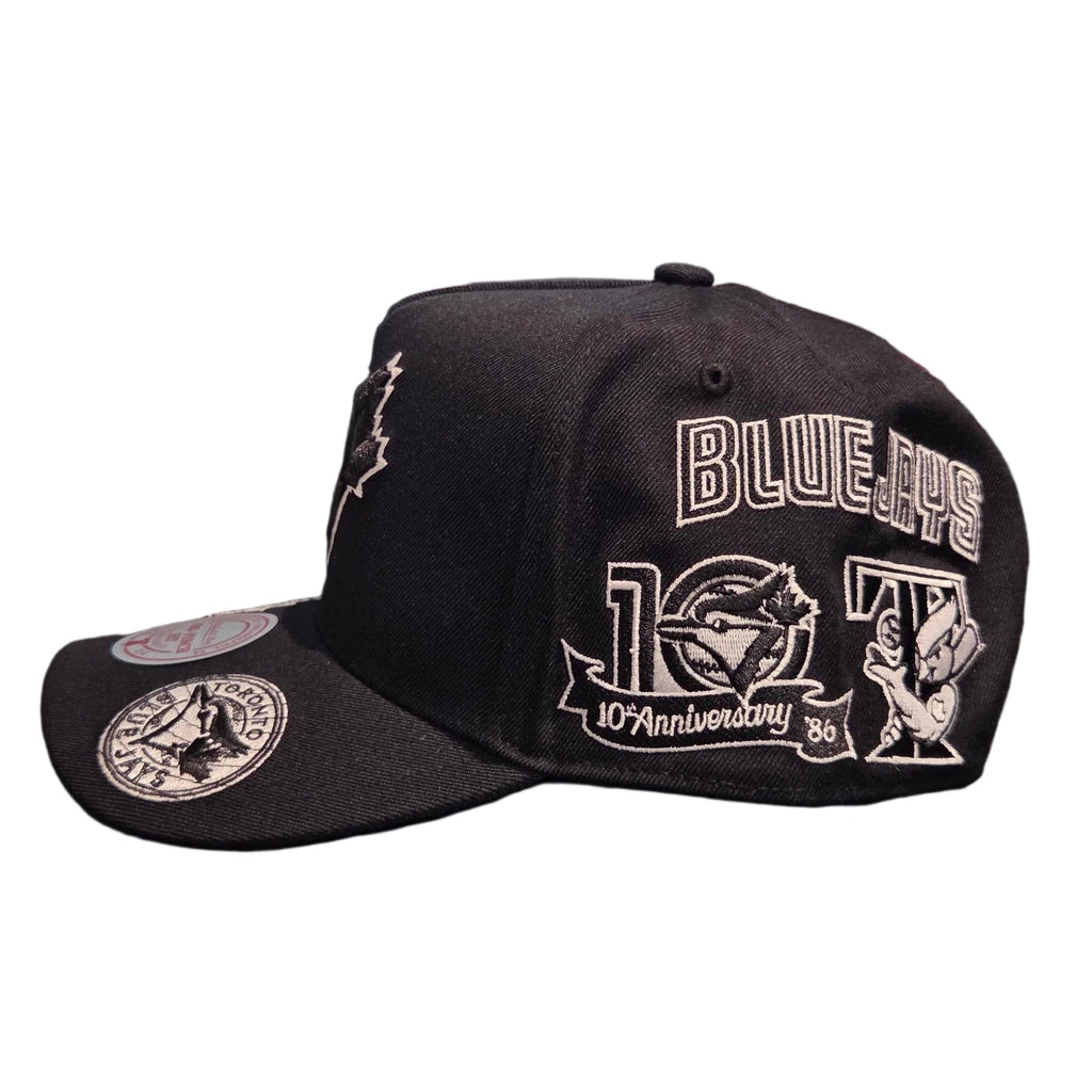 Toronto Blue Jays MLB Mitchell & Ness Men Black Moonlight Pro Pinch Fit Snapback Hat product image 4, provided for visual