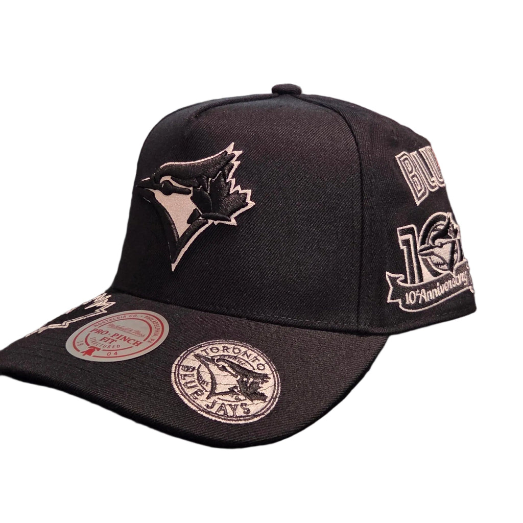 Toronto Blue Jays MLB Mitchell & Ness Men Black Moonlight Pro Pinch Fit Snapback Hat product image 2, provided for visual