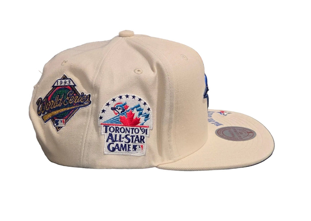 Toronto Blue Jays MLB Mitchell & Ness Men Cream Historic Snapback Hat product image 3, provided for visual reference and