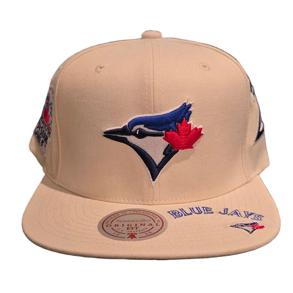 Toronto Blue Jays MLB Mitchell & Ness Men Cream Historic Snapback Hat product image 1, provided for visual reference and