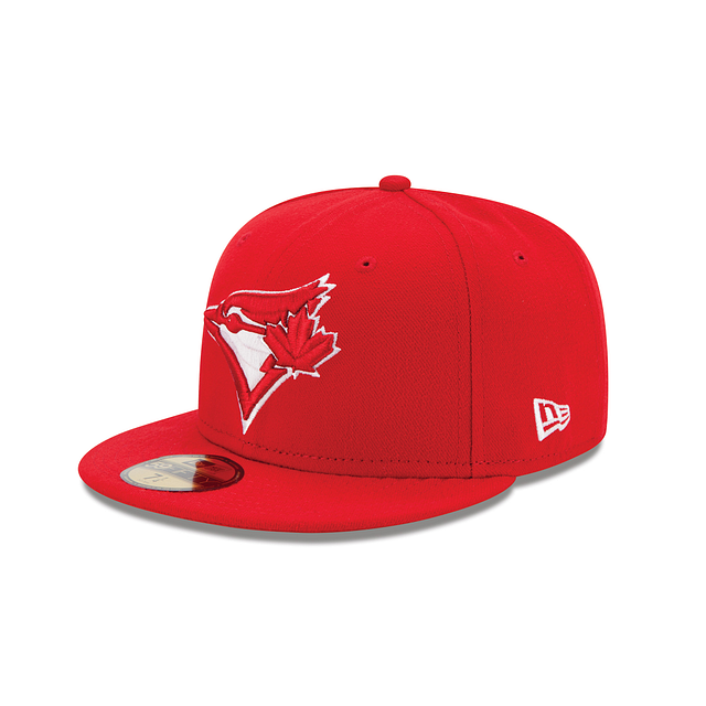 Toronto Blue Jays MLB New Era Men Red 59Fifty Fitted Hat product image 1, provided for visual reference and product detail