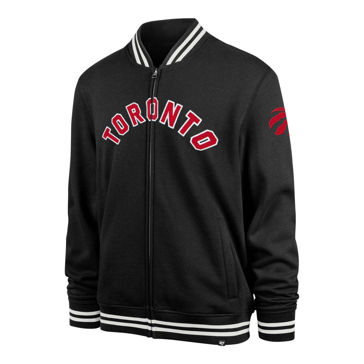 Toronto Raptors NBA 47 Brand Men’s Black Wax Pack Pro Camden Track Jacket product image 1, provided for visual reference and