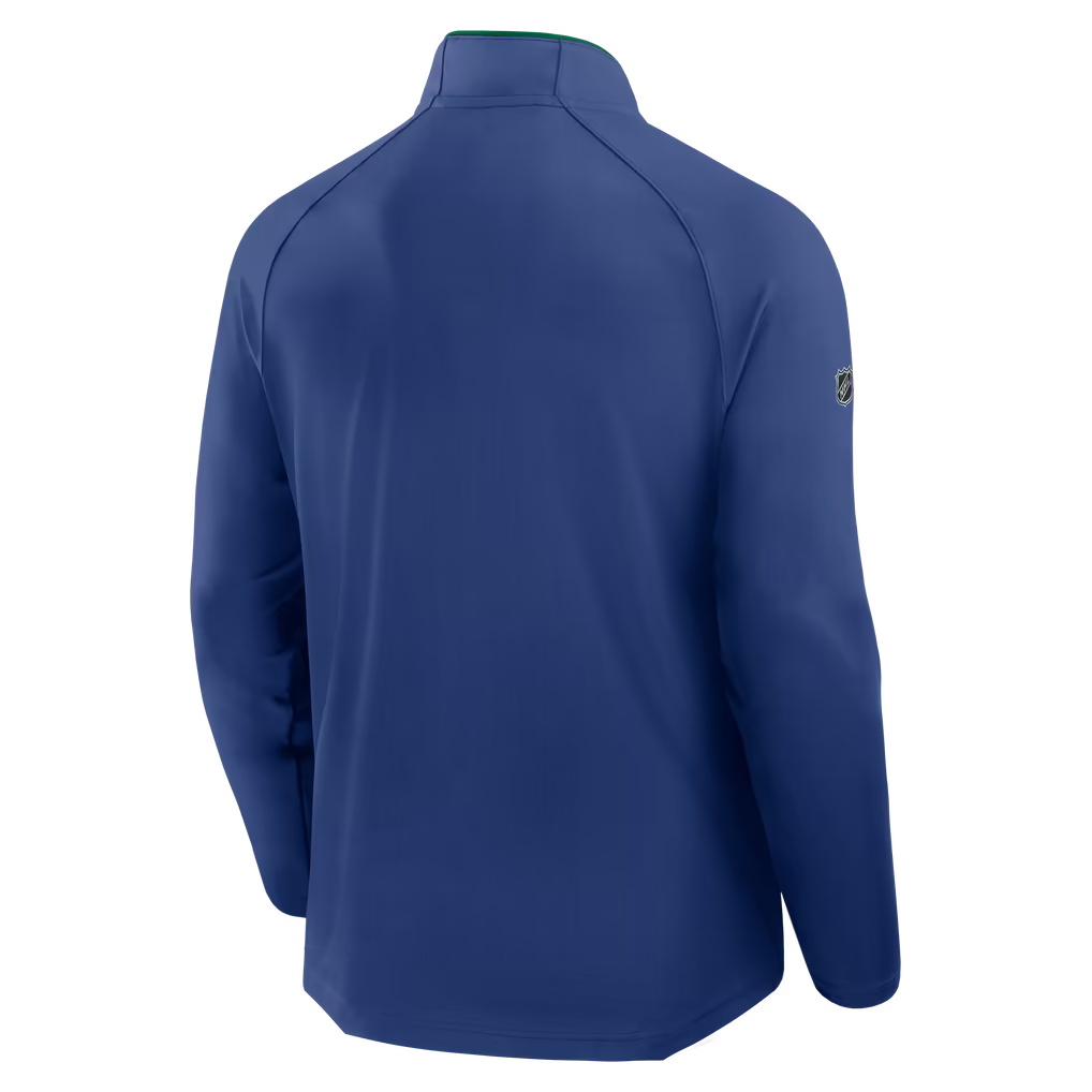 Vancouver Canucks NHL Fanatics Branded Men Royal Blue Authentic Pro Rink Training 1/4 Zip Long-sleeve Shirt product image 2,