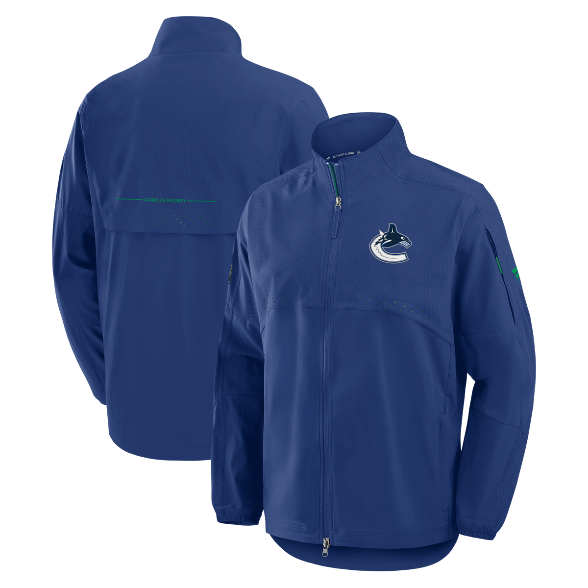 Vancouver Canucks NHL Fanatics Branded Men Royal Blue Authentic Pro Rink Coaches Jacket product image 3, provided for visual