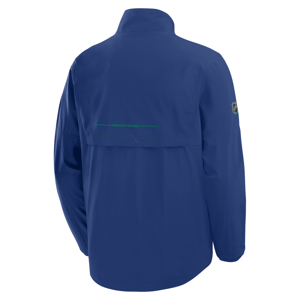 Vancouver Canucks NHL Fanatics Branded Men Royal Blue Authentic Pro Rink Coaches Jacket product image 2, provided for visual