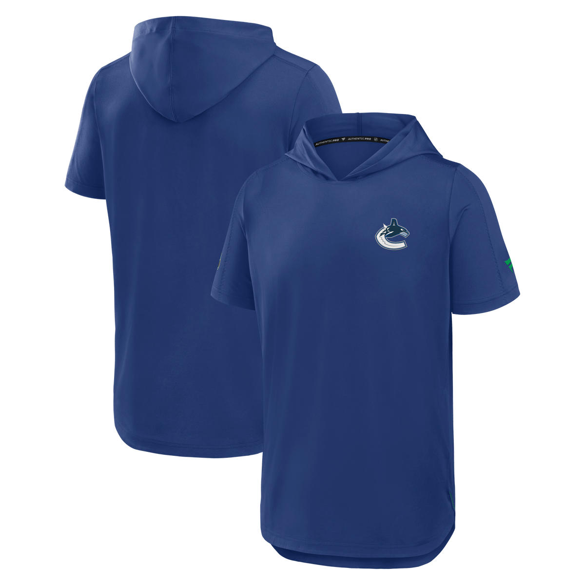 Vancouver Canucks NHL Fanatics Branded Men Royal Blue Authentic Pro Rink Short Sleeve Hoodie product image 3, provided for