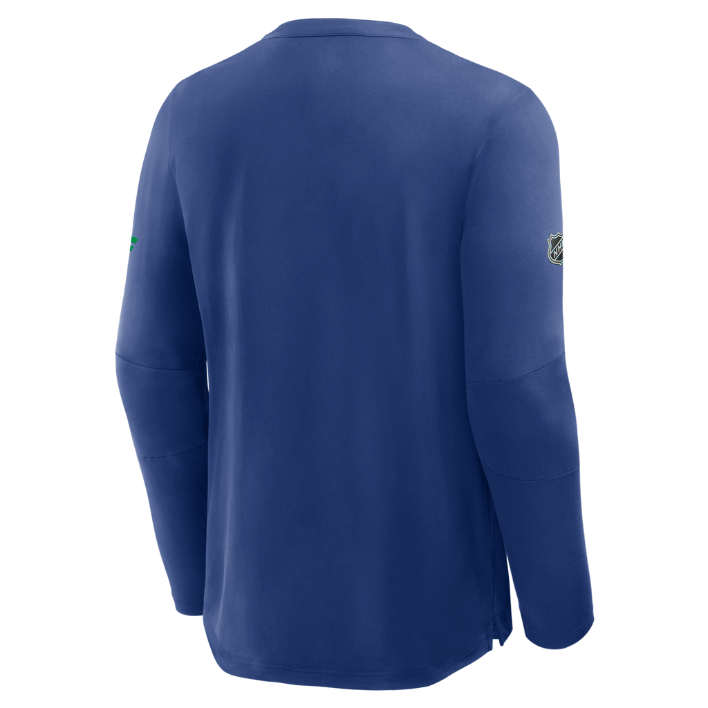 Vancouver Canucks NHL Fanatics Branded Men Royal Blue Authentic Pro Rink Tech Long-sleeve Shirt product image 2, provided